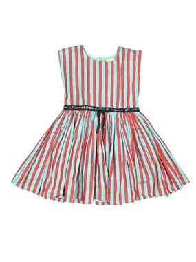 Pink Chicken Blue and Red Stripe Dress Kids Size 7